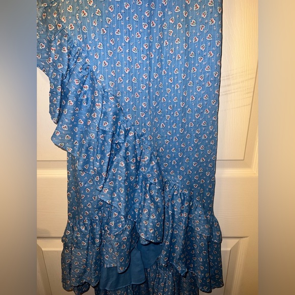 LoveShackFancy Maya Dress Ruffle Cotton Print Blue Size 4 - Picture 9 of 13